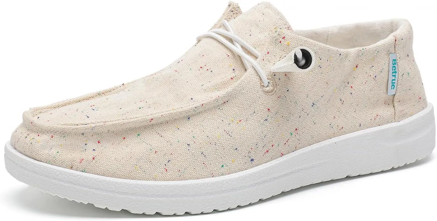 Betrue Women's Lightweight Boat Shoes, Breathable Canvas Loafers for Casual Users, Slip-On Deck Shoes for Everyday Consumers