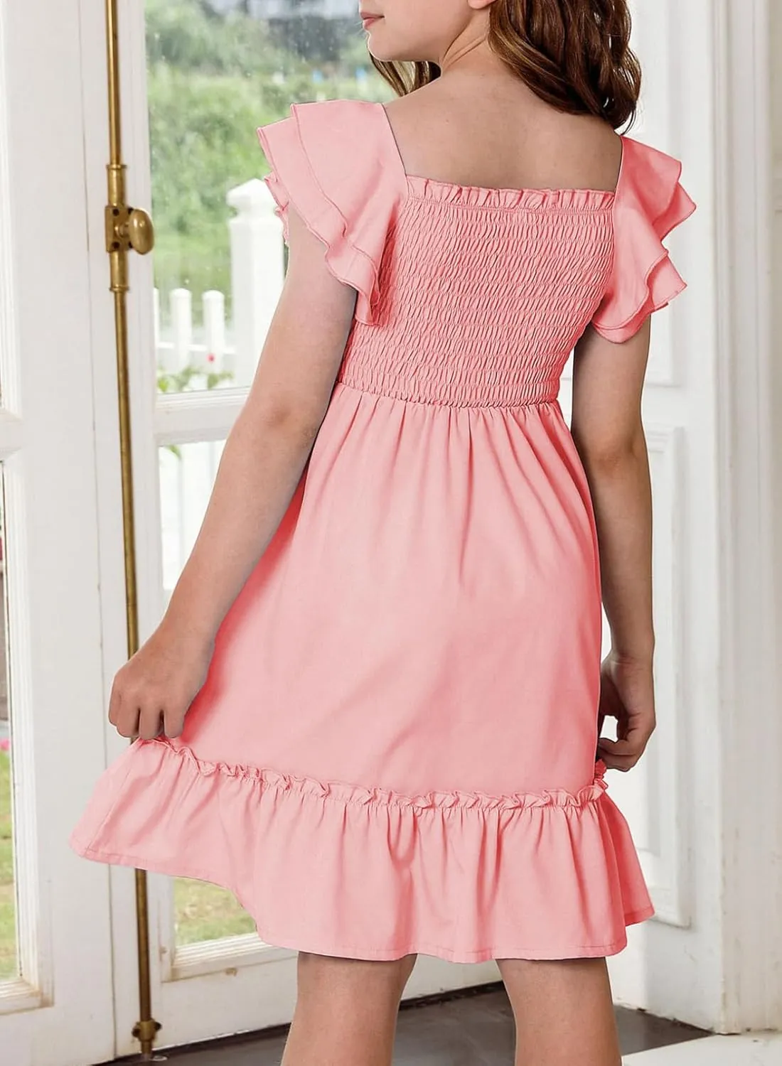 blibean Tween Girls Elegant Ruffle Sleeve Dresses Size 6-15 Years