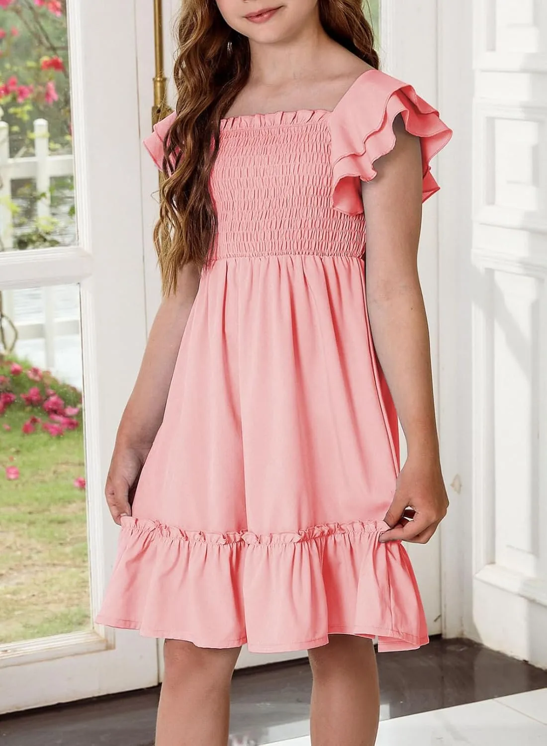 blibean Tween Girls Elegant Ruffle Sleeve Dresses Size 6-15 Years