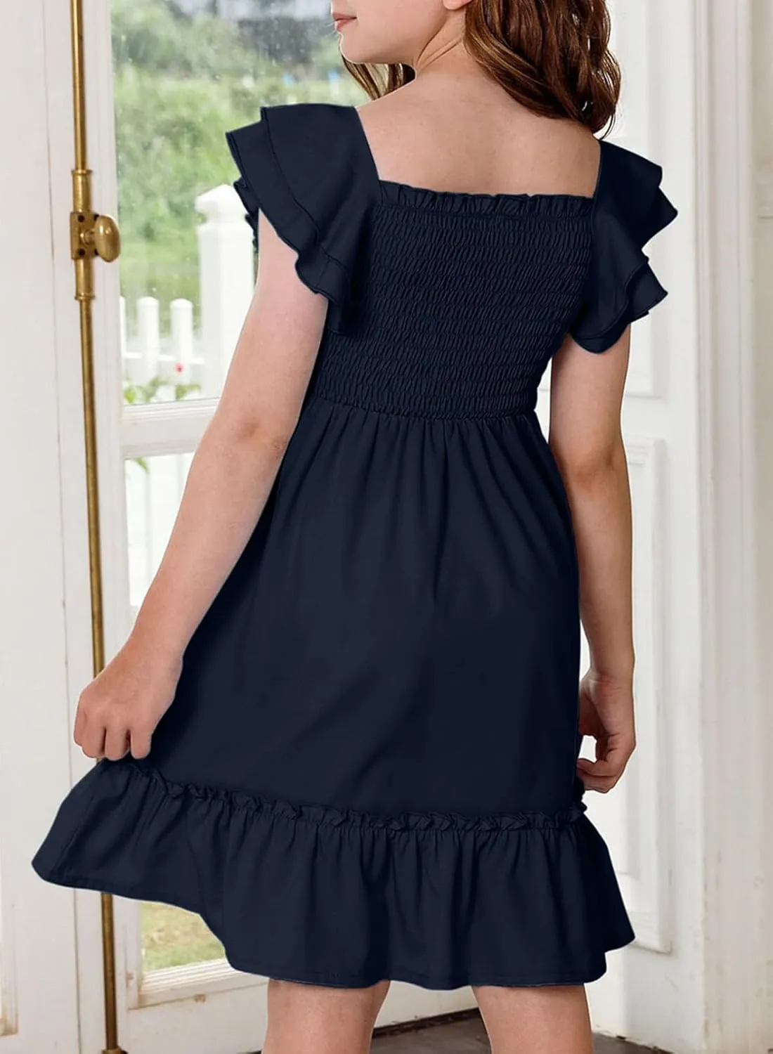 blibean Tween Girls Elegant Ruffle Sleeve Dresses Size 6-15 Years