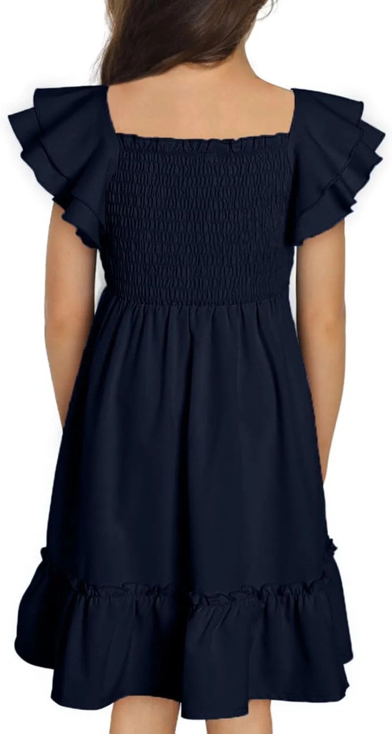 blibean Tween Girls Elegant Ruffle Sleeve Dresses Size 6-15 Years