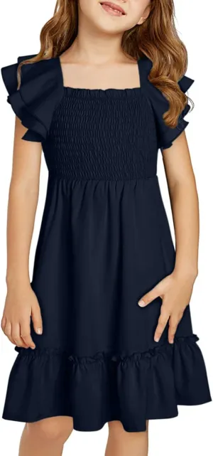 blibean Tween Girls Elegant Ruffle Sleeve Dresses Size 6-15 Years