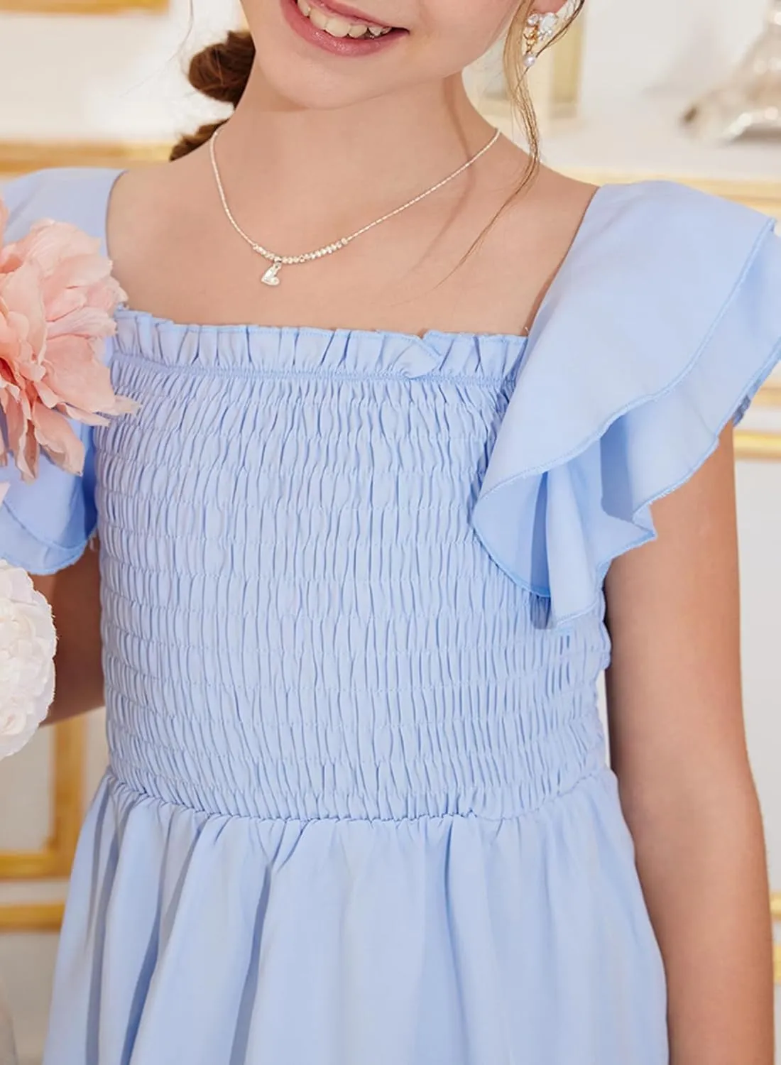 blibean Tween Girls Elegant Ruffle Sleeve Dresses Size 6-15 Years