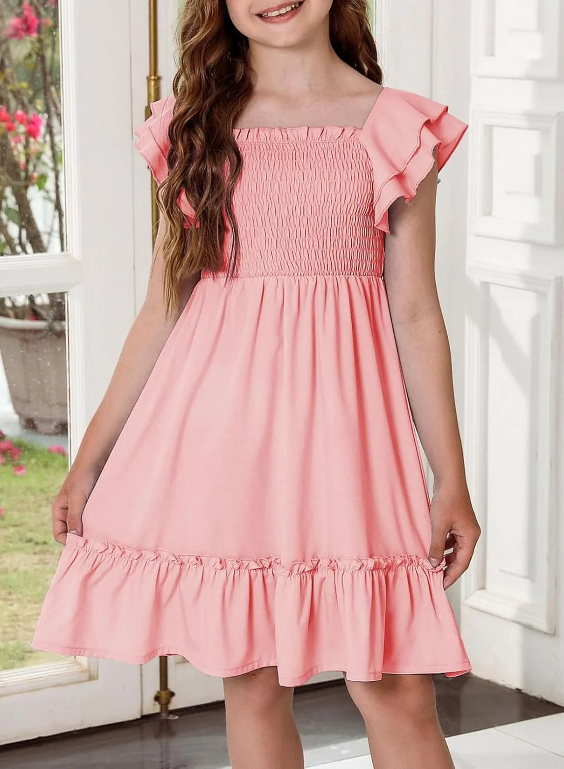 blibean Tween Girls Elegant Ruffle Sleeve Dresses Size 6-15 Years