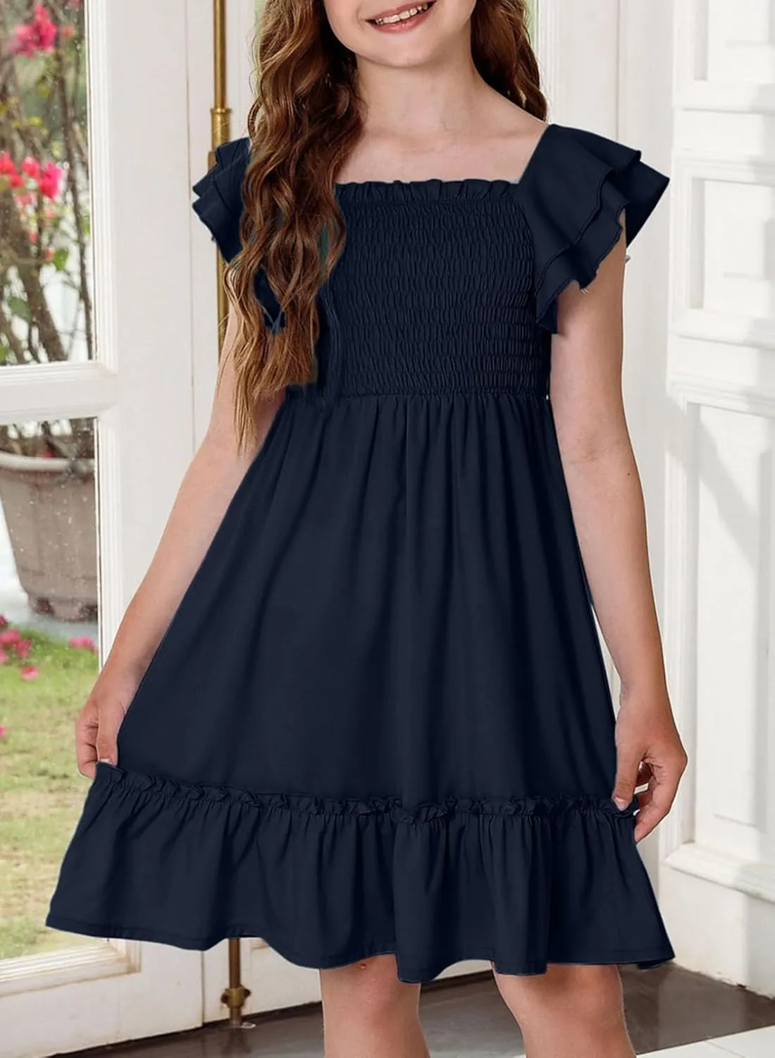 blibean Tween Girls Elegant Ruffle Sleeve Dresses Size 6-15 Years