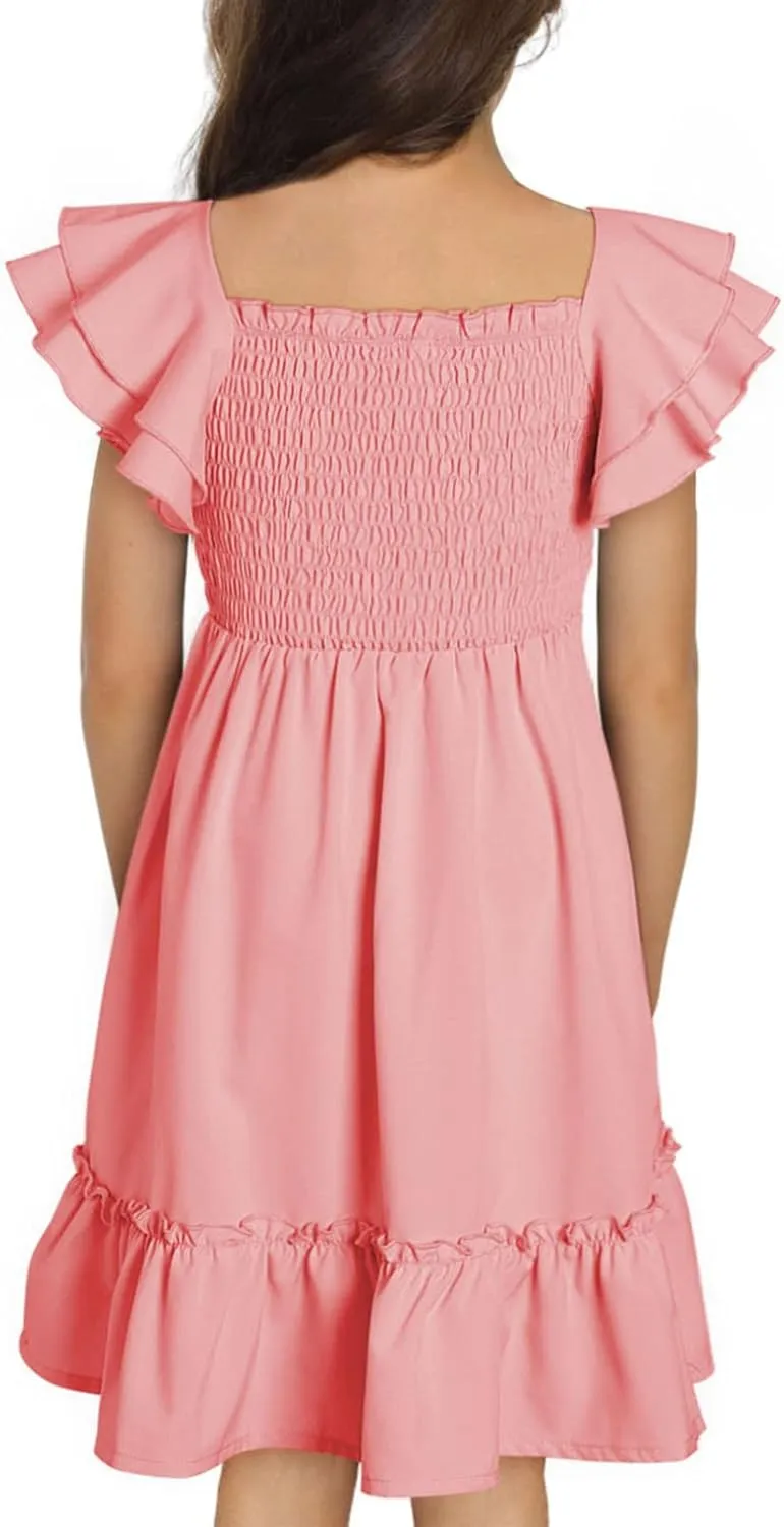 blibean Tween Girls Elegant Ruffle Sleeve Dresses Size 6-15 Years