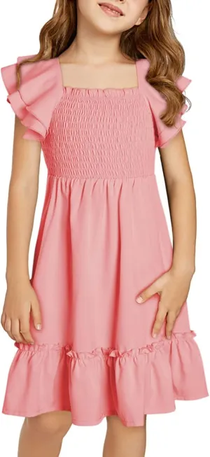 blibean Tween Girls Elegant Ruffle Sleeve Dresses Size 6-15 Years