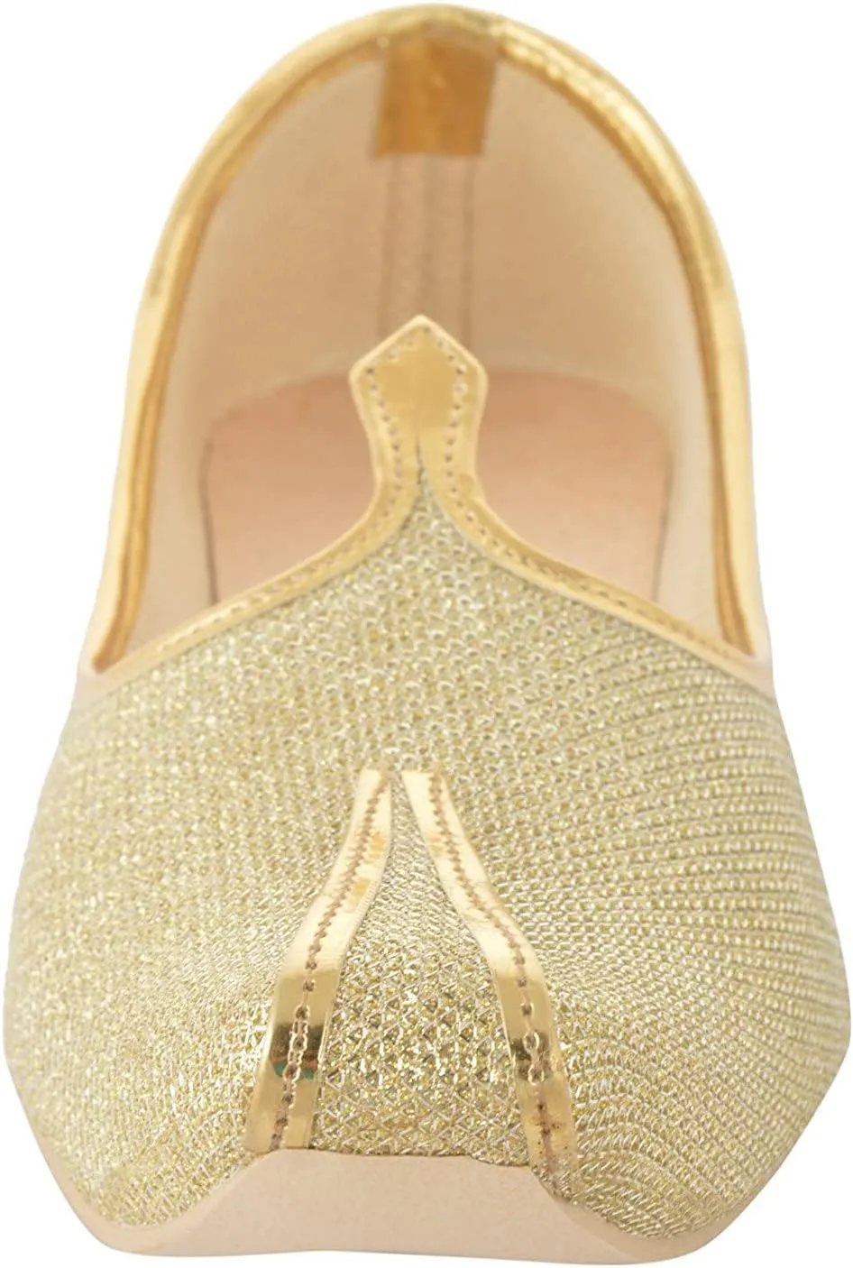 BombayFlow Men's Tiger Gold Glitter Punjabi Jutti Indian Handmade Gold Shoes Loafers, Khussa Shoes Juti India Wedding Kurta Sherwani Khussa Mojari Men's