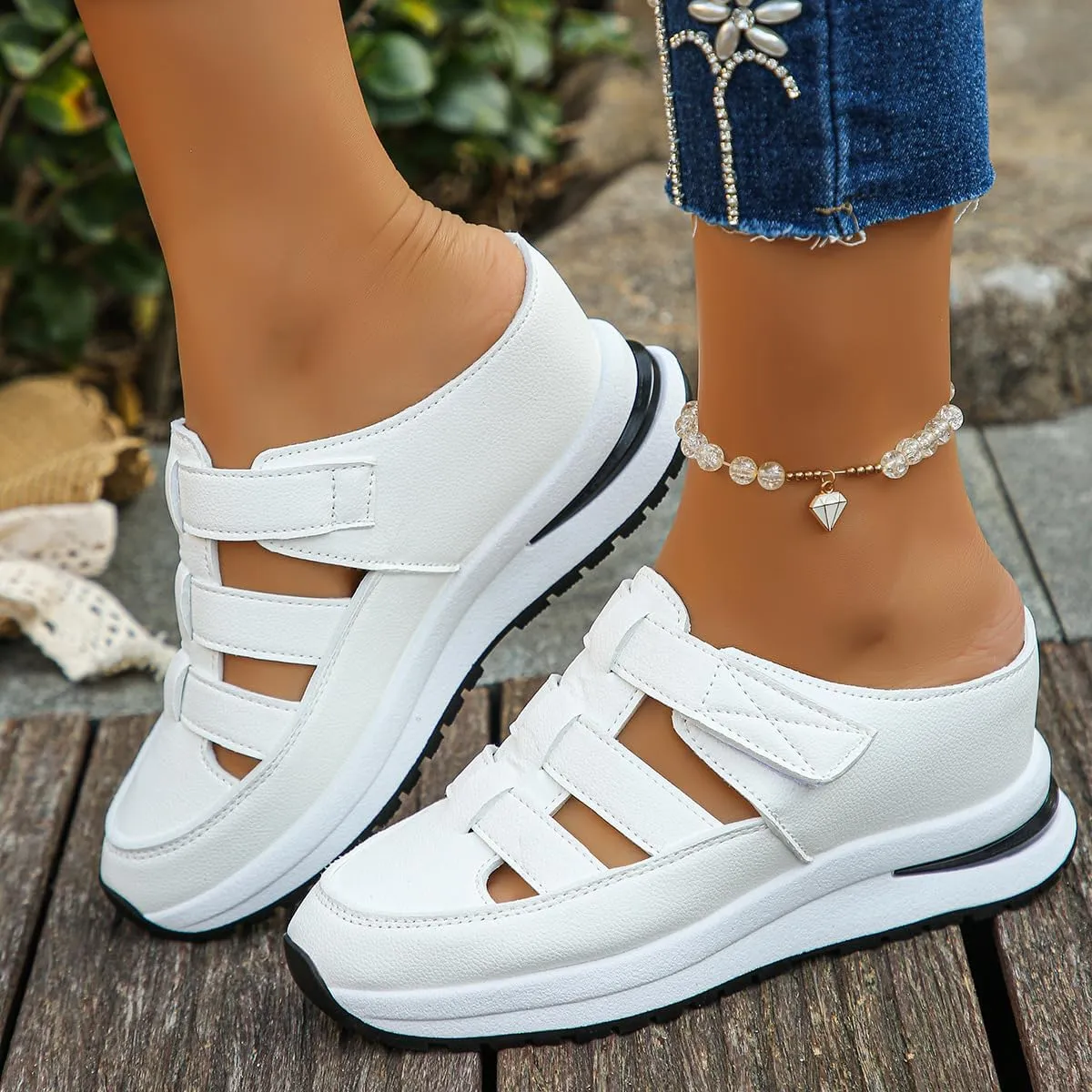 Bomre Shoes, Bomre Orthopedic Slip On Shoes Women, Aveta Arch Support Sandals, Hollow-Out Closed Toe Platform Wedge