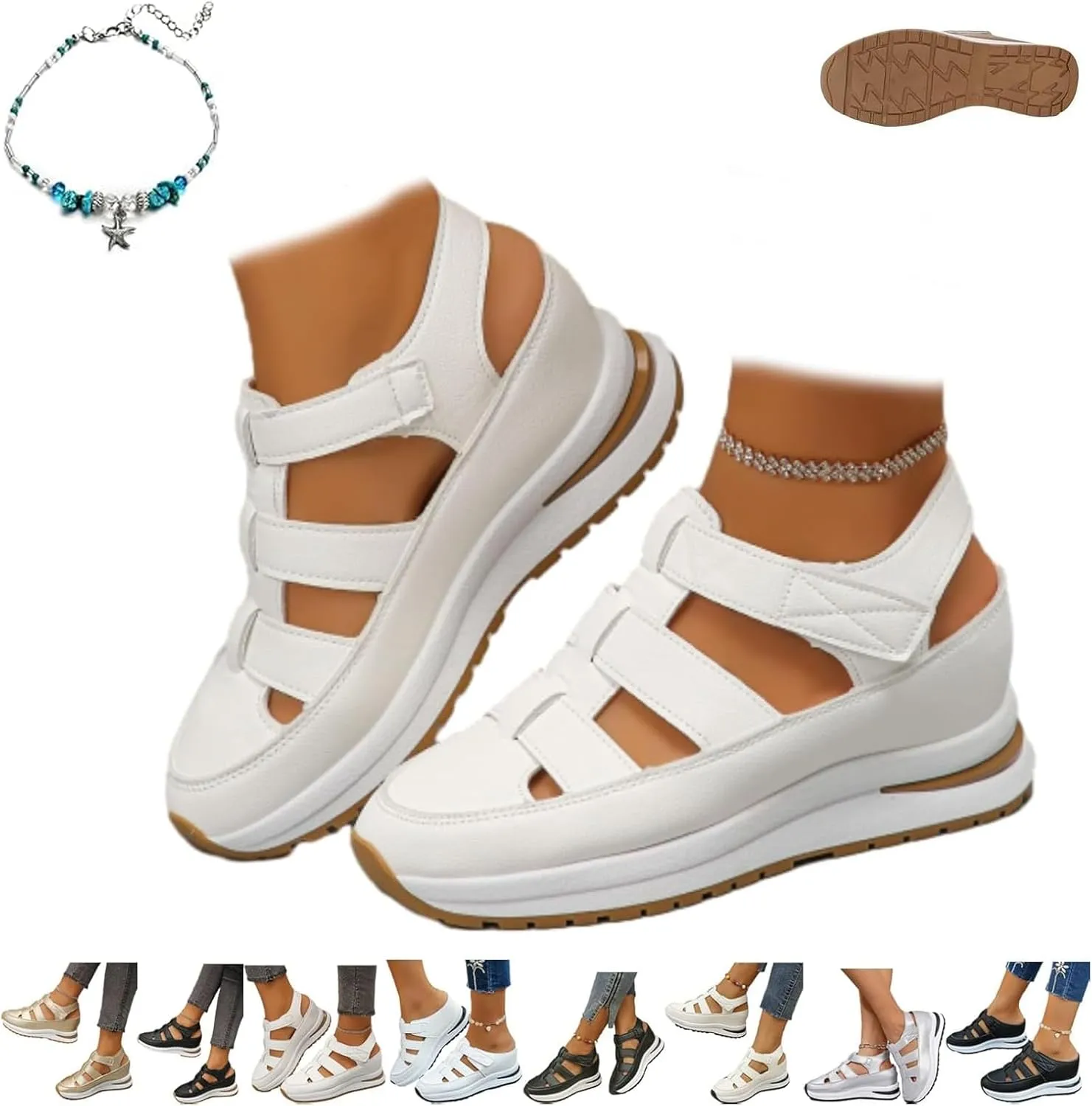Bomre Shoes, Bomre Orthopedic Slip On Shoes Women, Aveta Arch Support Sandals, Hollow-Out Closed Toe Platform Wedge