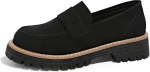 Bootara Loafers Shoes - Bootara Women's Plus Size Casual Retro Suede Loafers with Chunky Heel Platform