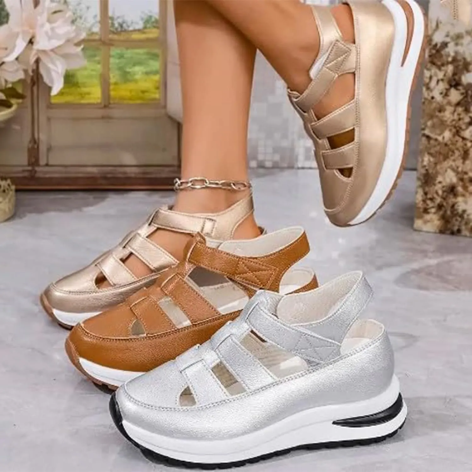 Bootara Women'S Plus Size Hollow-Out Casual Sandals - 2025 New Bootara Closed Toe Platform Sandals Women