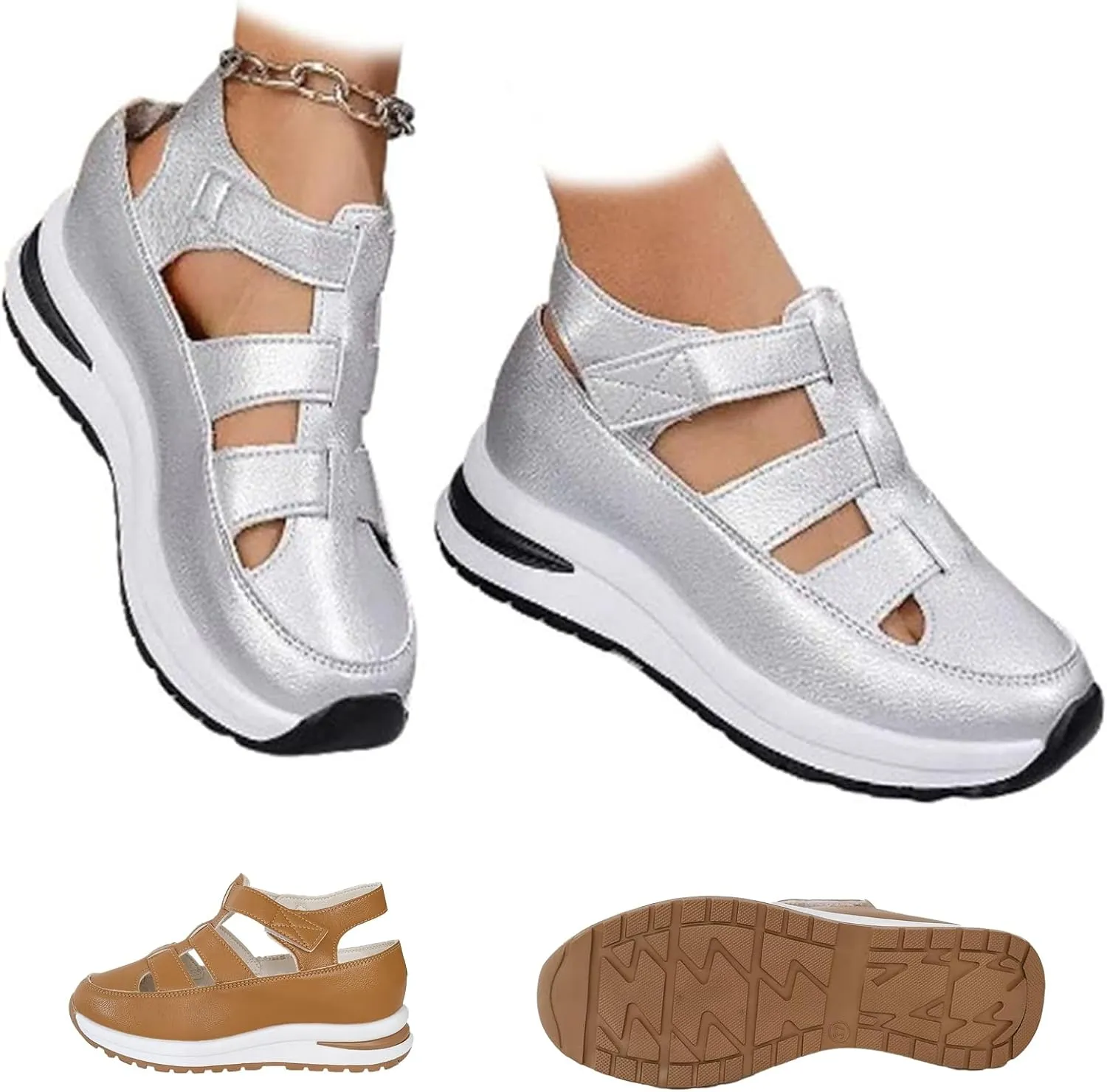 Bootara Women'S Plus Size Hollow-Out Casual Sandals - 2025 New Bootara Closed Toe Platform Sandals Women