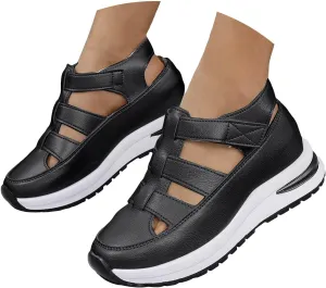 Bootara Women'S Plus Size Hollow-Out Casual Sandals, Closed Toe Platform Sandals Height-Boosting Thick Sole