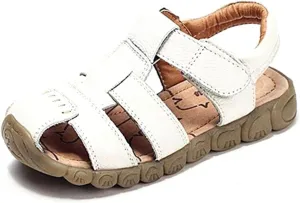 Boys' Closed-toe Strap Sandals Stylish Summer Beach Shoes Hollow Leisure Fisherman Sandals white 6M