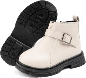 Boys Girls High Top Combat Ankle Boots Kids Waterproof PU Leather Fall Boots Winter Warm Snow Outdoor Hiking Shoes Toddler Non Slip Texture Soft Durable Walking Boot