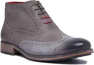 Bruno A-Mid Brogue Boot Zip On Side (Size 8, Grey)