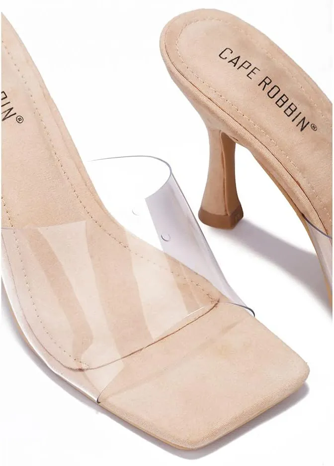 Cape Robbin Clear Sexy High Heels for Women, Transparent Open Toe Shoes Heels for Women