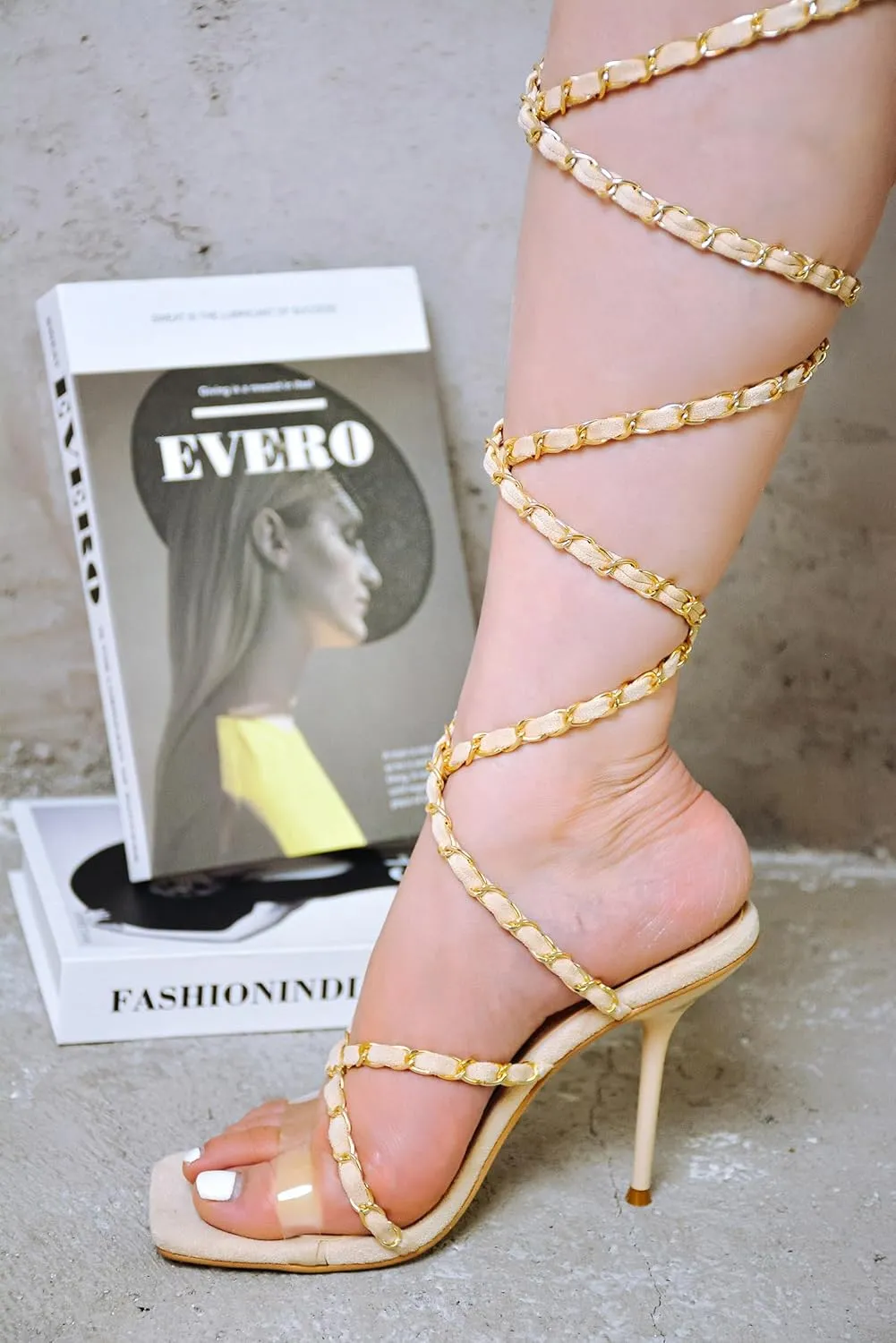 Cape Robbin Women's Woven Strappy High Heels - Lace Up Open Toe Sandals (Hani)