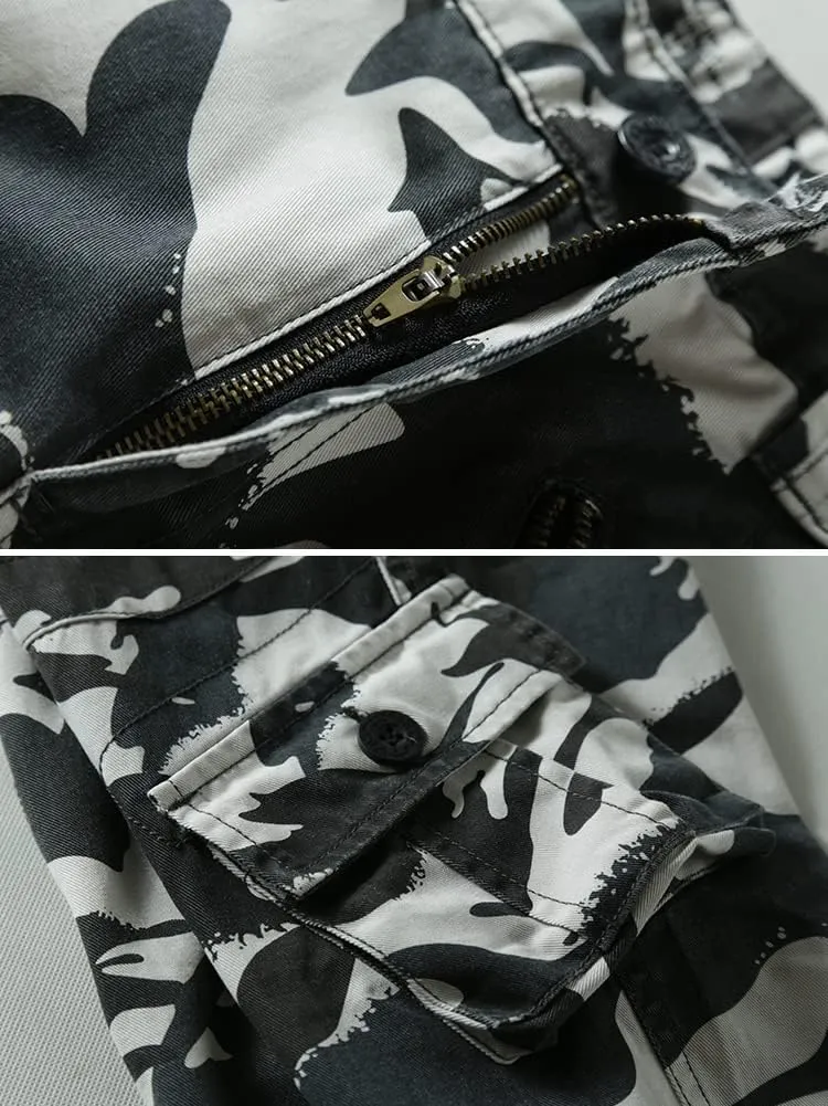 Cargo Pants for Men, Camo Pants Relaxed Fit Utility Hiking Pants, Ripstop Work Pants with 8 Pockets