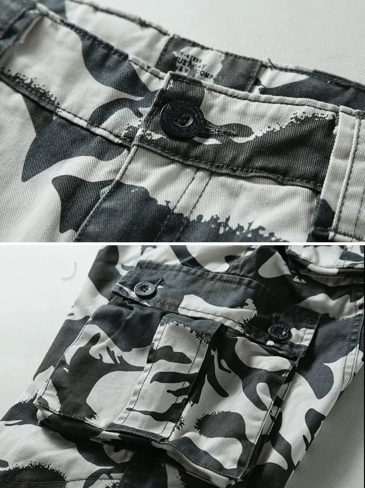 Cargo Pants for Men, Camo Pants Relaxed Fit Utility Hiking Pants, Ripstop Work Pants with 8 Pockets