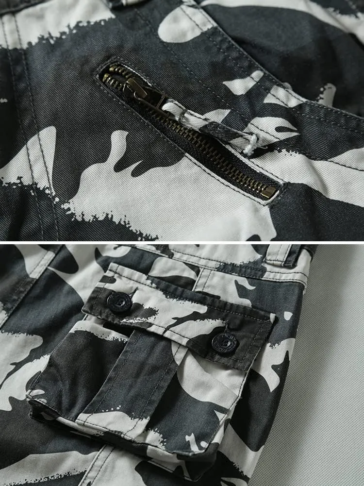 Cargo Pants for Men, Camo Pants Relaxed Fit Utility Hiking Pants, Ripstop Work Pants with 8 Pockets