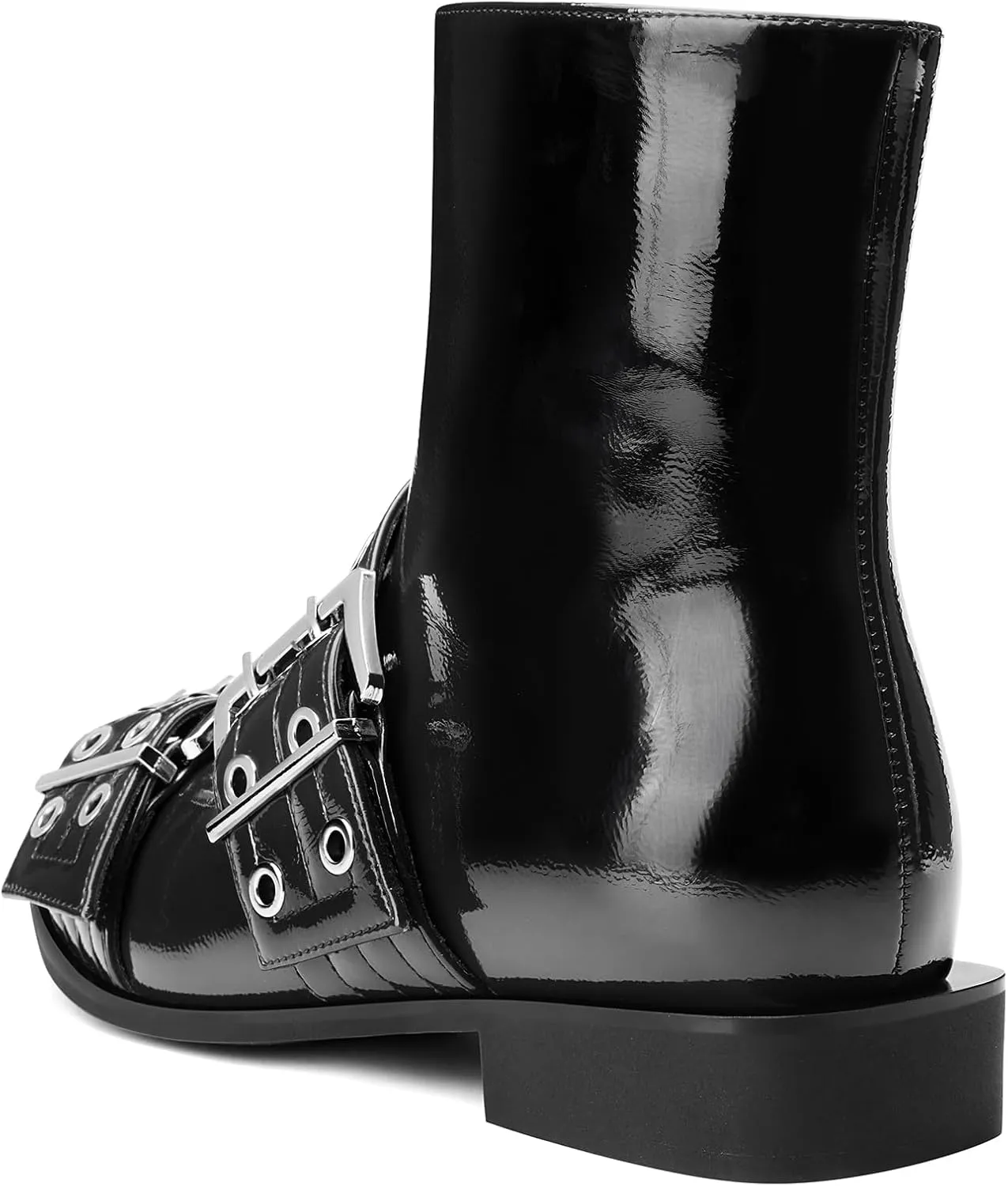 Castamere Low Heel Close Pointed Toe Buckle Ankle Boots for Women Side Zipper Design Fashion Dress Short Bootie