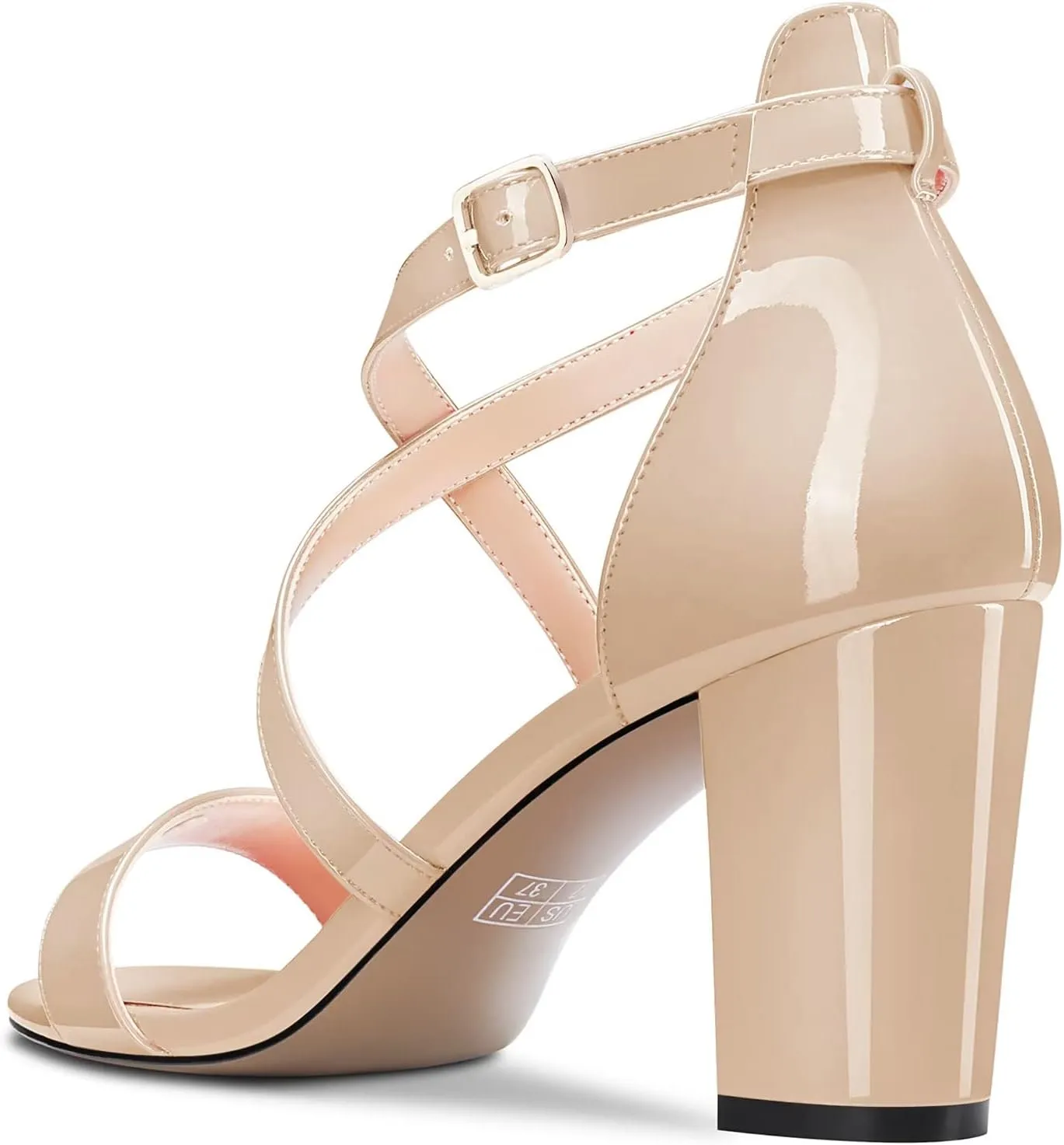 Castamere Women High Chunky Block Heel Peep Open Toe Cross-Strap Sandals Wedding Party 3.3 Inches Heels