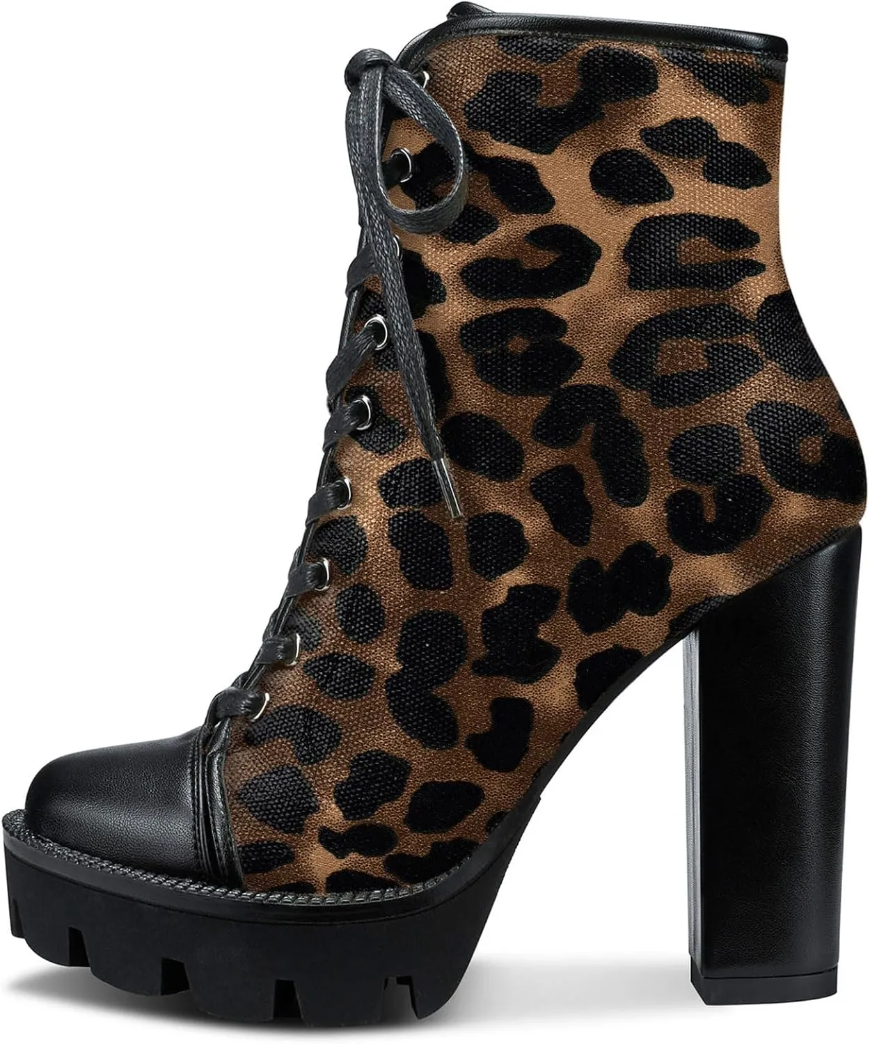 Castamere Womens High Heel Platform Lace Up Booties Chunky Heel Ankle Boots With Zipper Round Toe 12CM Heels