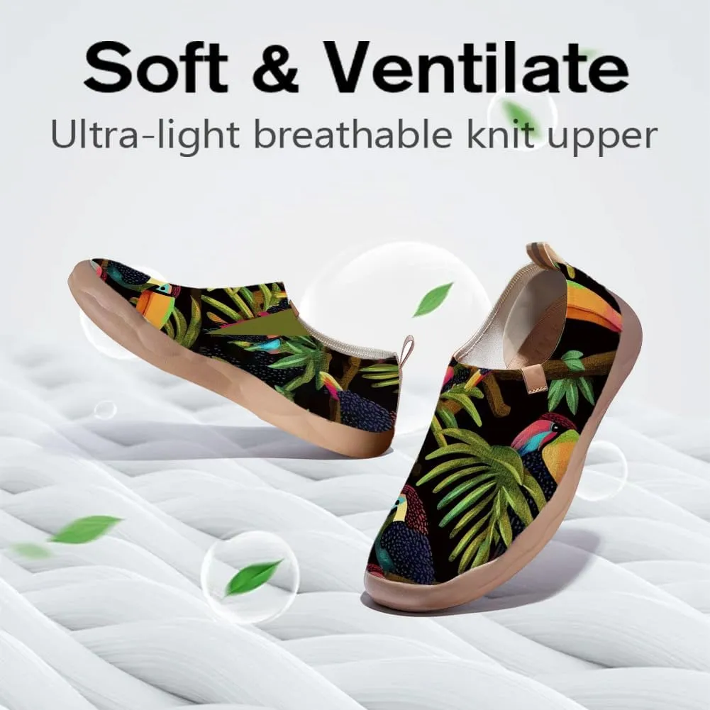 Casual Knitted Shoes for Women Art Painted Slip On Loafers Lightweight Comfort Walking Sneakers