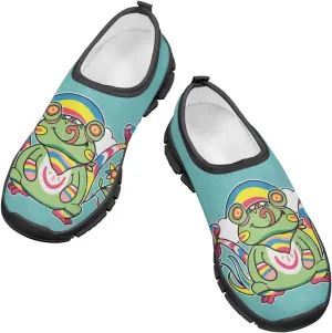 Casual Slip Ons Running Sneakers Kids Boy Girl Stylish Cartoon Print Shoes Comfort Barefoot Anti-Skid Loafers Size 11-15 Black Sole
