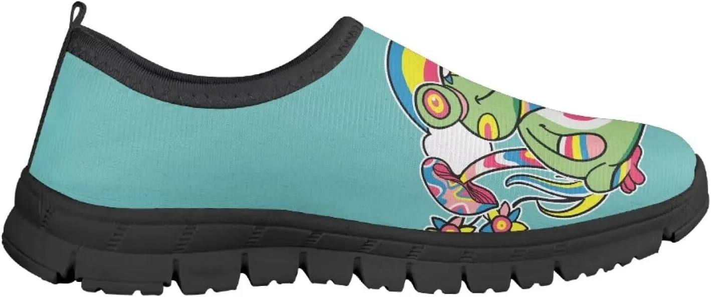Casual Slip Ons Running Sneakers Kids Boy Girl Stylish Cartoon Print Shoes Comfort Barefoot Anti-Skid Loafers Size 11-15 Black Sole