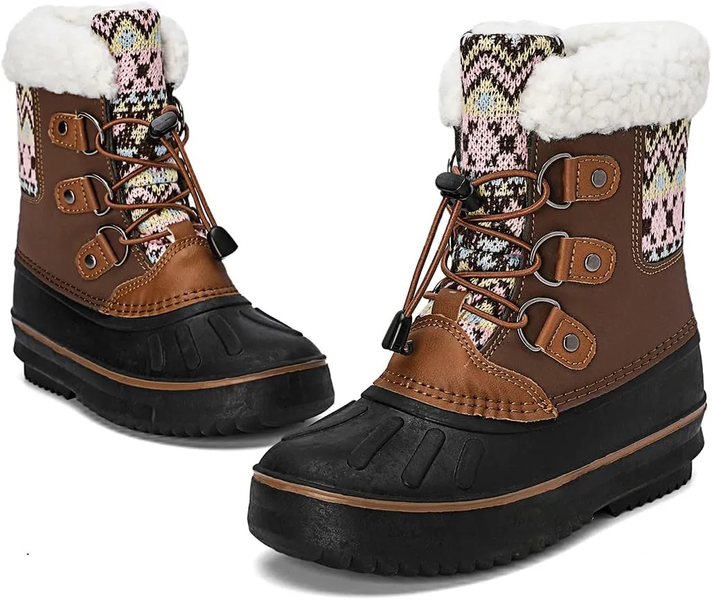 CERYTHRINA Unisex-Child Bootie Snow Boot Duck Girls and Boys Lace Up Rain Duck Boots