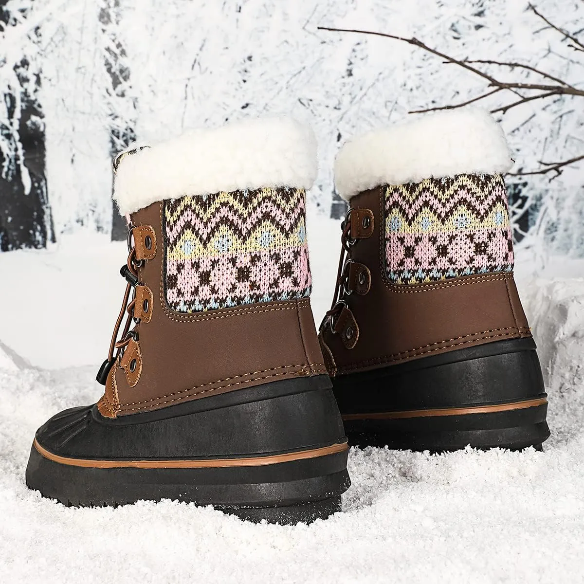 CERYTHRINA Unisex-Child Bootie Snow Boot Duck Girls and Boys Lace Up Rain Duck Boots