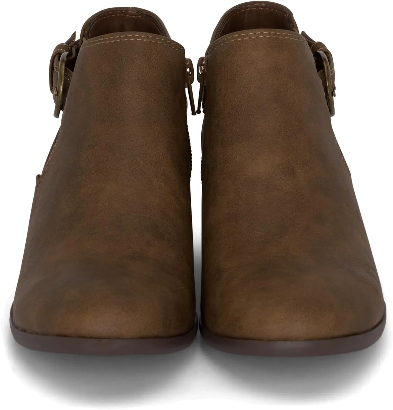 Chariot & Co: Kiki - Womens Western Chelsea Round Toe Ankle Boots - Adjustable Buckle Stacked Heel Booties