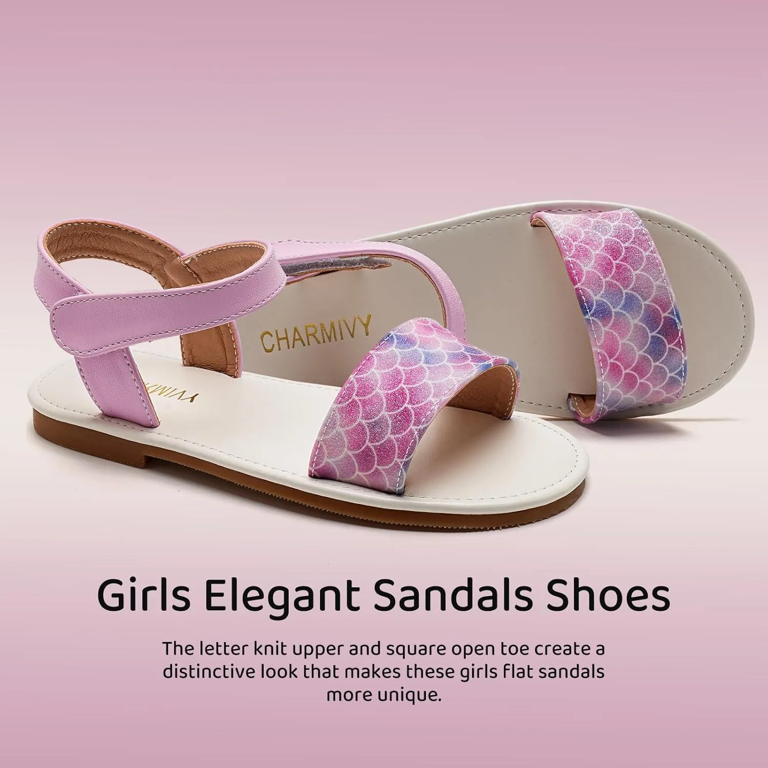 Charmivy Girls Sandals Braided Upper Flat Dress Sandals Round Open Toe Summer Shoes Little Kid/Big Kid