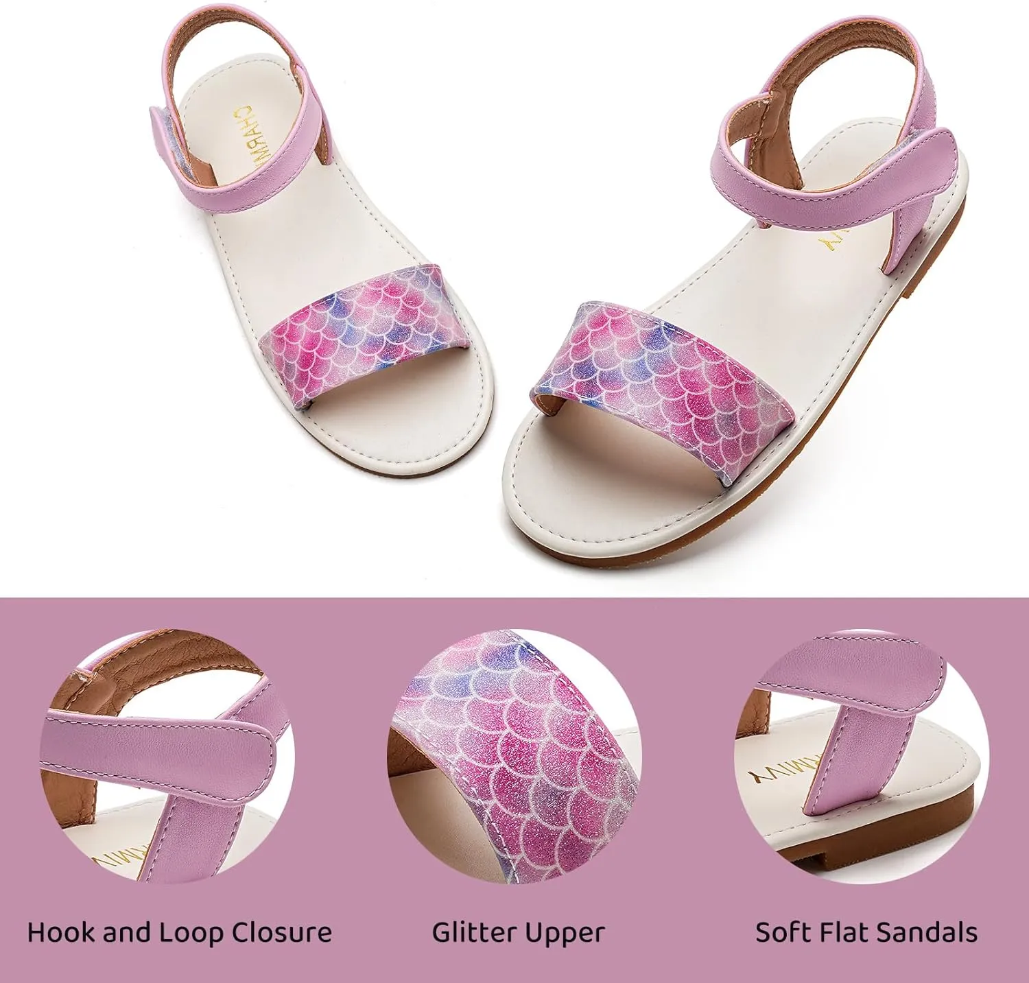 Charmivy Girls Sandals Braided Upper Flat Dress Sandals Round Open Toe Summer Shoes Little Kid/Big Kid