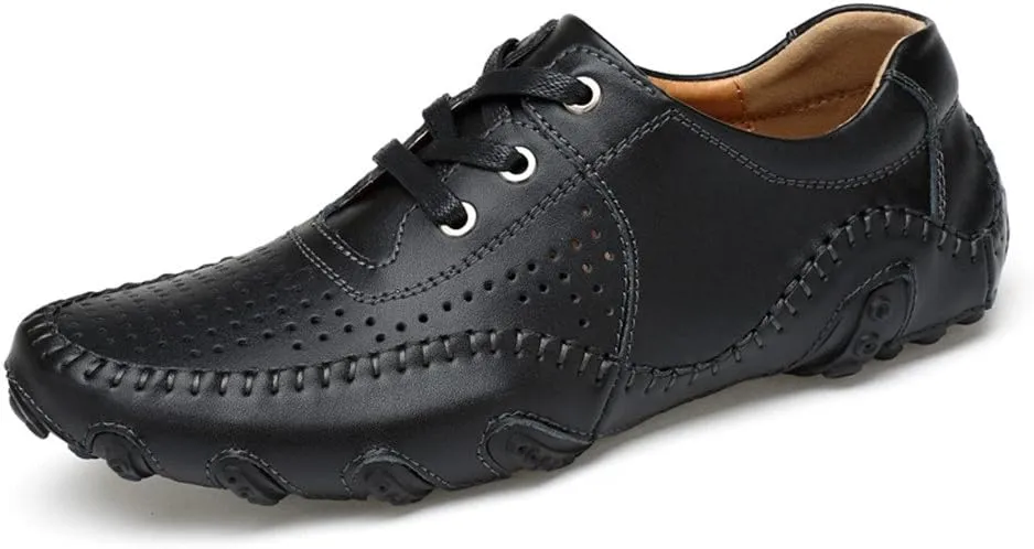 ChicWind Men's Hollow Out Leather Driving Loafers Casual Boat Shoes