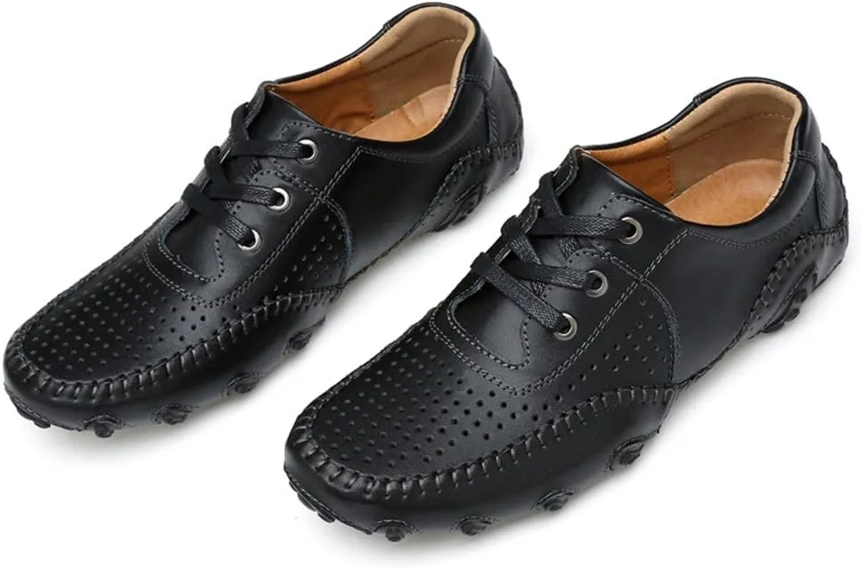ChicWind Men's Hollow Out Leather Driving Loafers Casual Boat Shoes