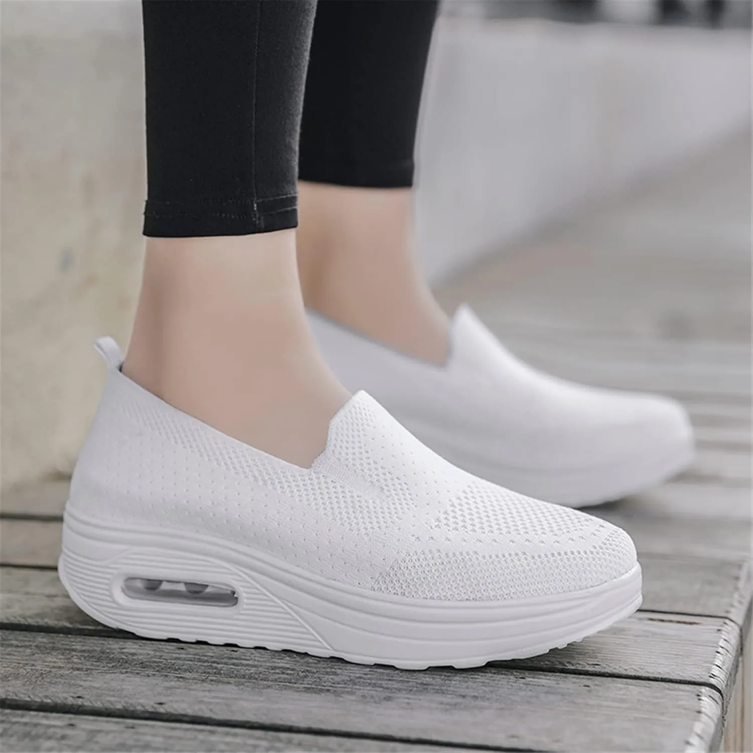 ChicWind Women's Slip on Sock Walking Shoes Mesh Platform Sneakers Air Cushion Nurse Shoes