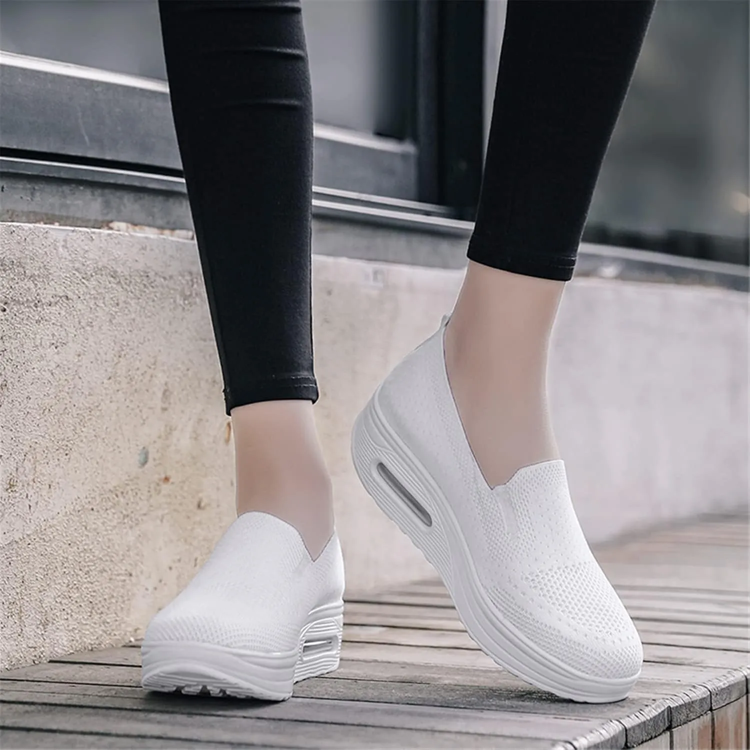 ChicWind Women's Slip on Sock Walking Shoes Mesh Platform Sneakers Air Cushion Nurse Shoes
