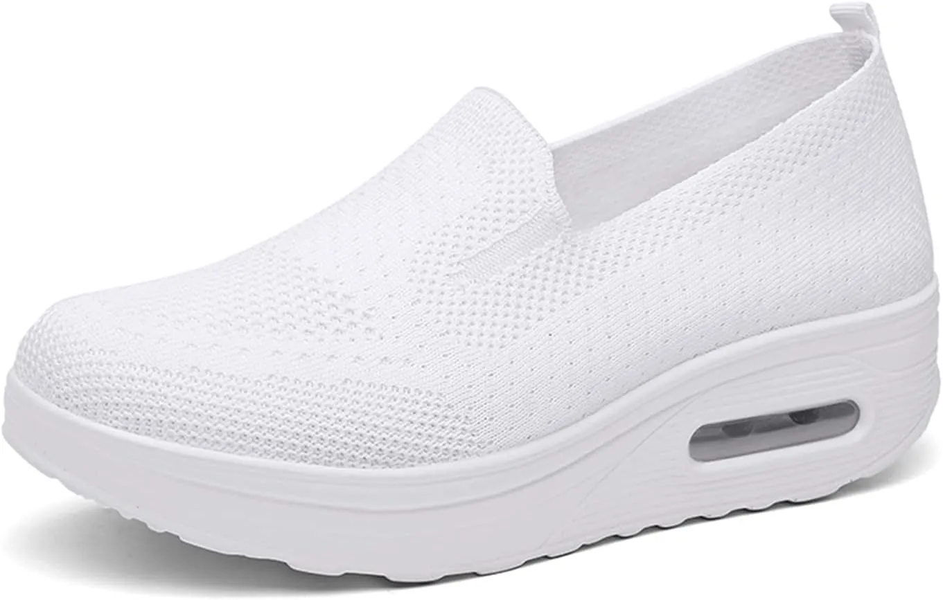 ChicWind Women's Slip on Sock Walking Shoes Mesh Platform Sneakers Air Cushion Nurse Shoes