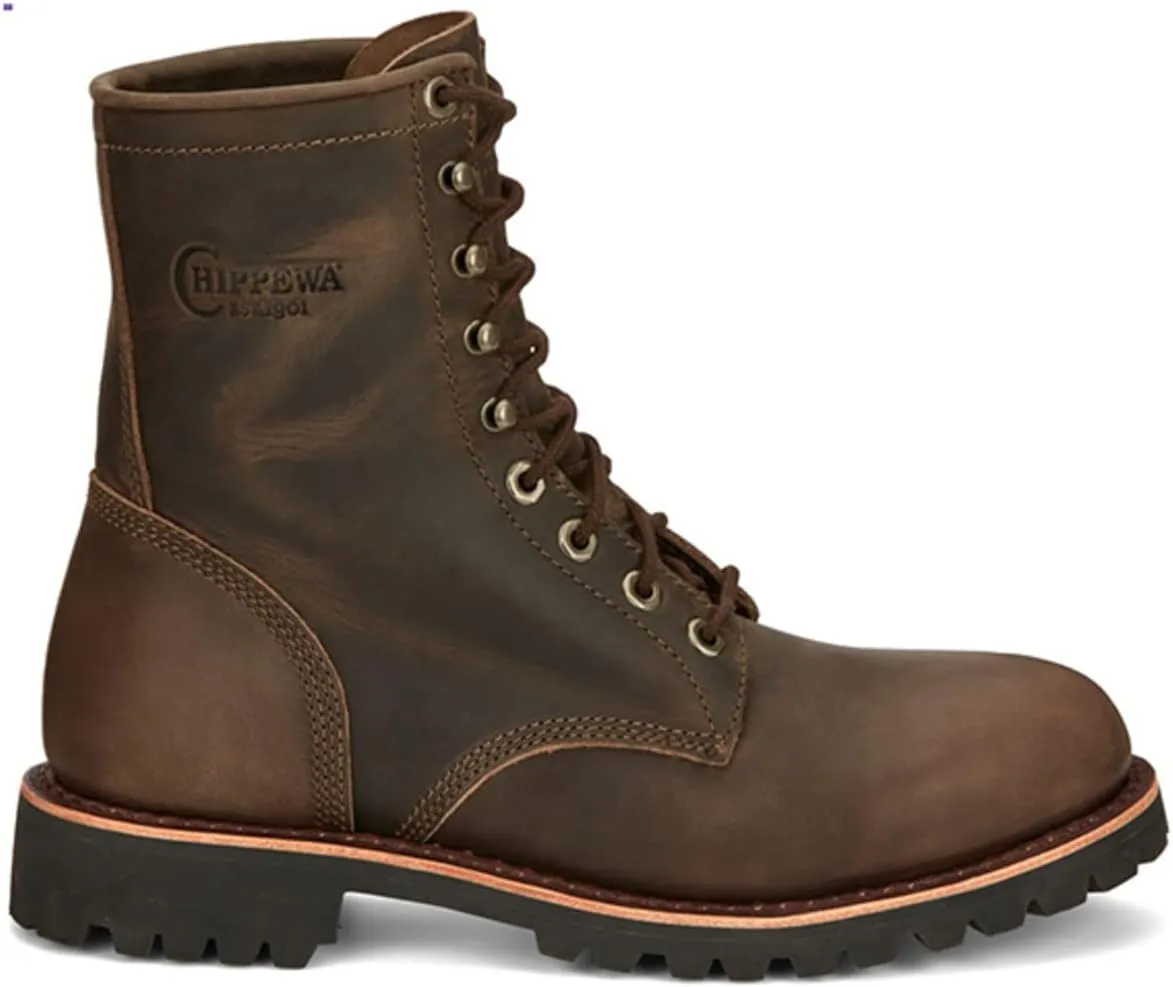 Chippewa Mens Classic 2.0 8 Inch Electrical Steel Toe Lace Up Work Safety Shoes Casual - Slip-Resistant Steel Toe Shoes for Men