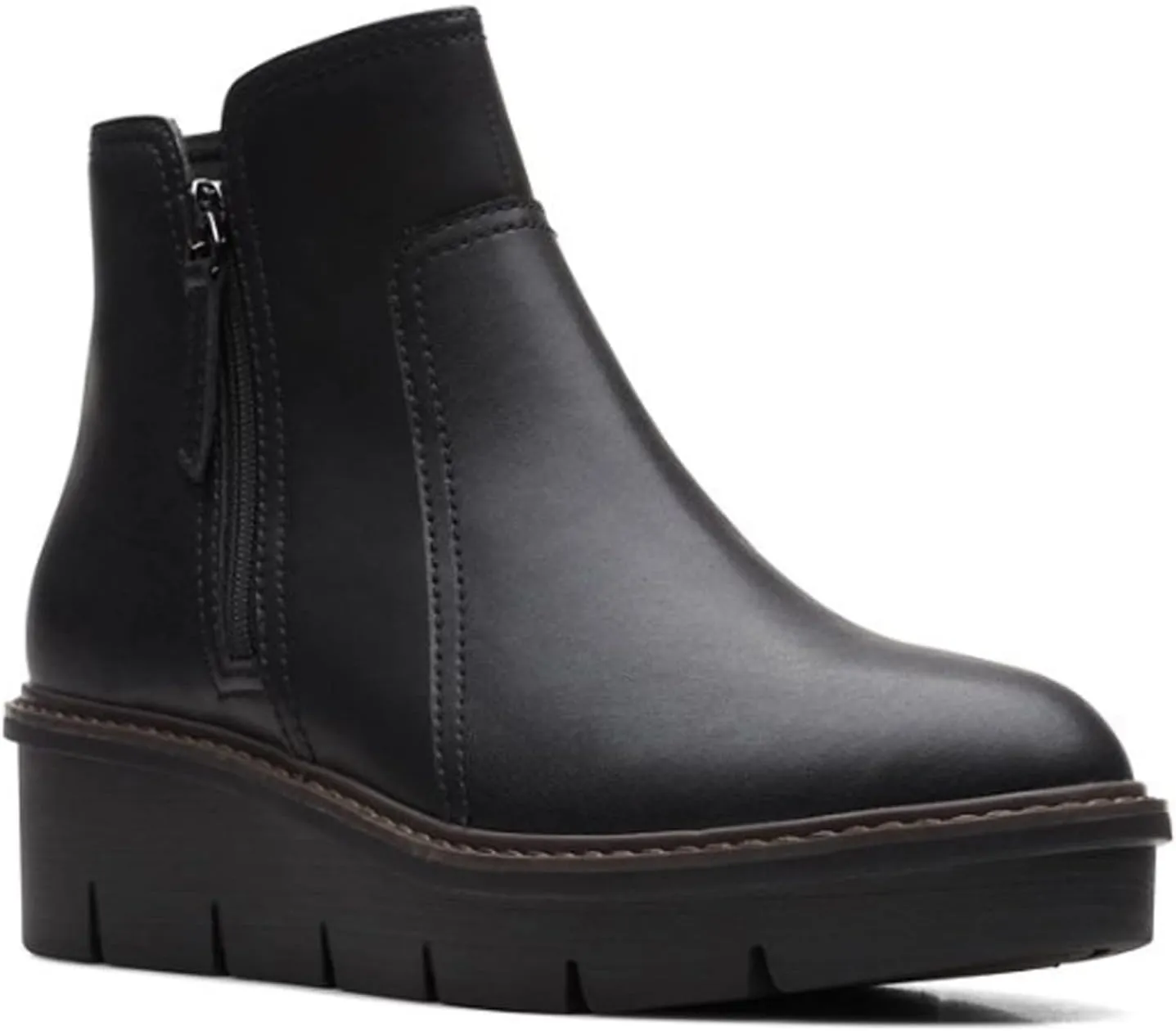 Clarks Airabell Zip Black Smooth Leather 9.5 B (M)