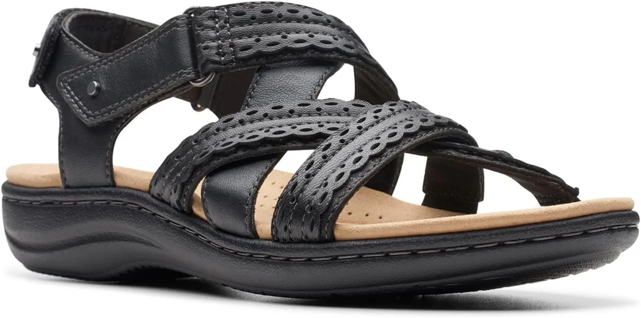 Clarks Womens Laurieann Rena Leather Criss-Cross Slingback Sandals