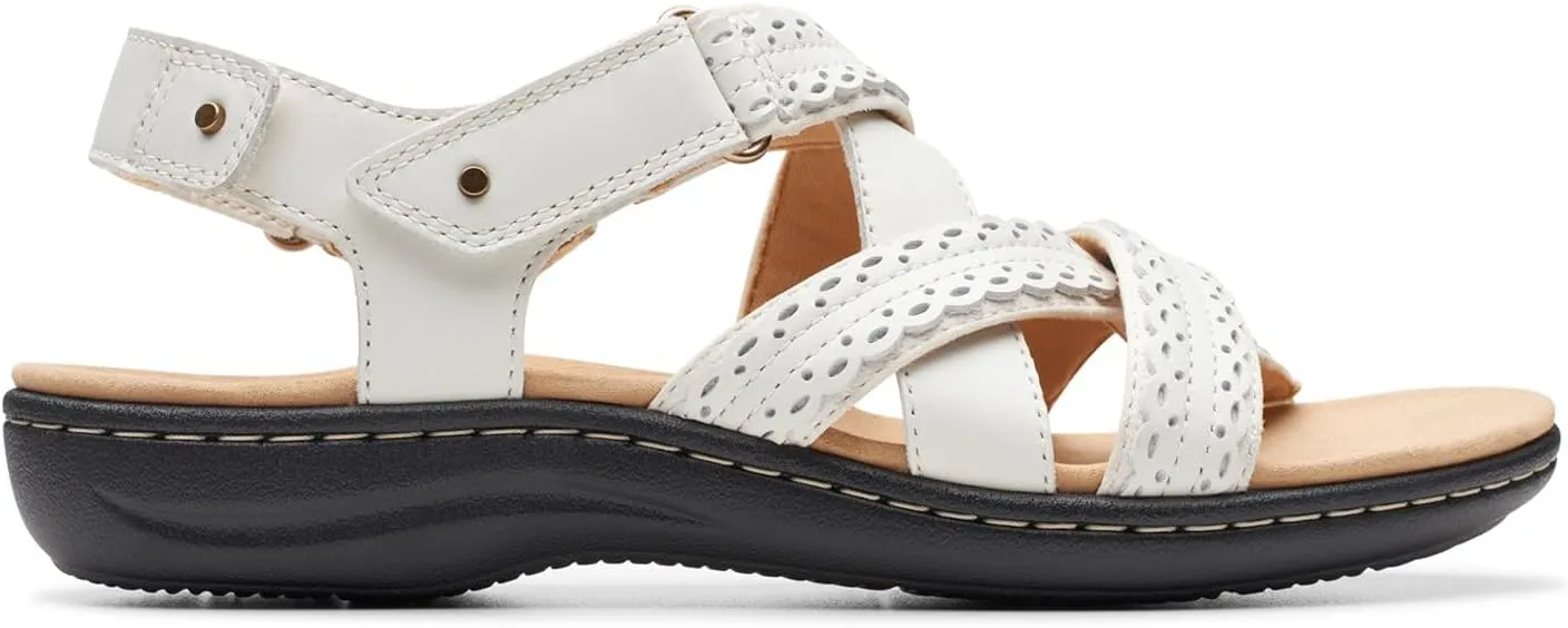 Clarks Womens Laurieann Rena Leather Criss-Cross Slingback Sandals
