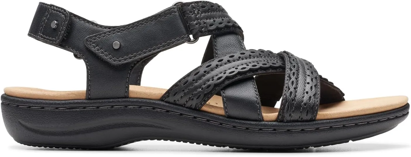 Clarks Womens Laurieann Rena Leather Criss-Cross Slingback Sandals