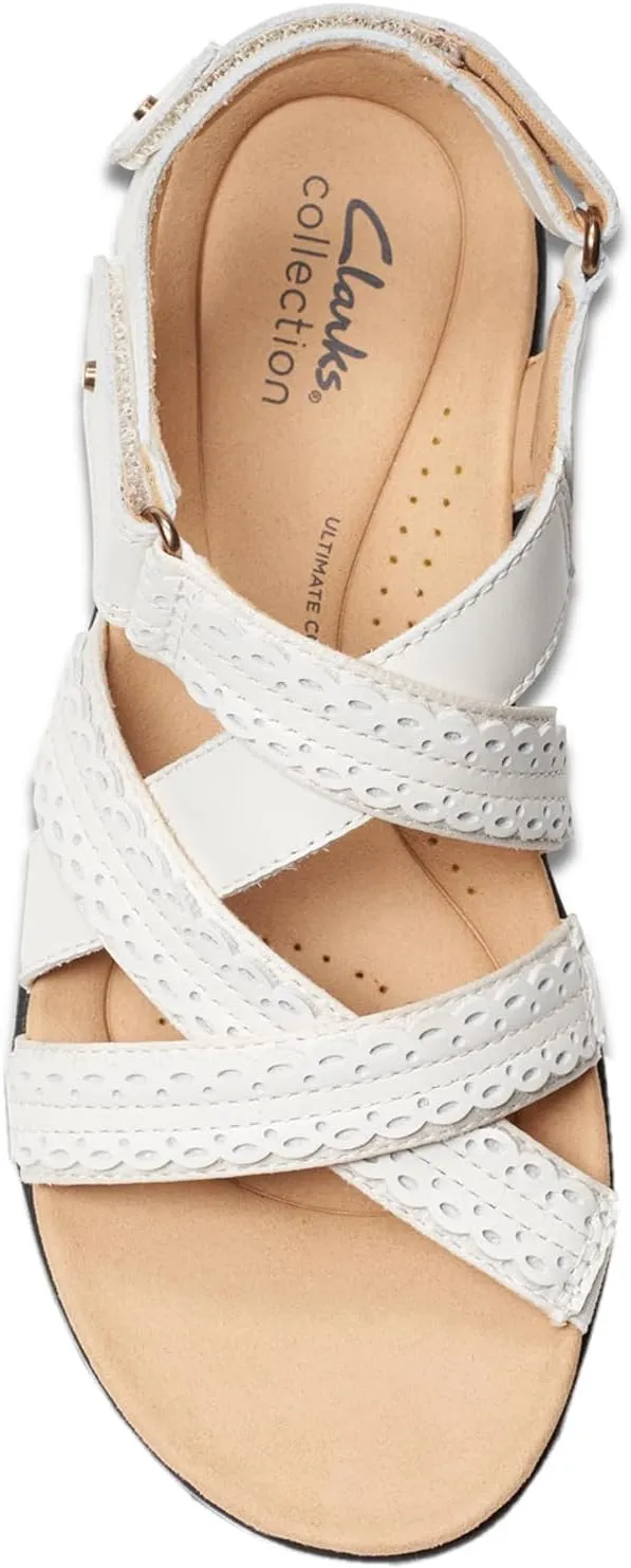 Clarks Womens Laurieann Rena Leather Criss-Cross Slingback Sandals