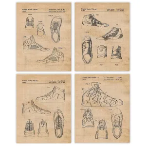 Classic AJ Shoes Patent Prints, 4 (8x10) Unframed Photos, Wall Art Decor Gift for Home Basketball Sneakers Office Studio Gears Garage School Gym College Student Teacher Coach Fitness Trainer Fan