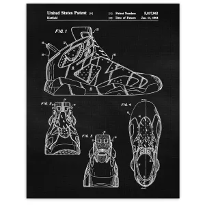 Classic Sneakers Shoes Patent Prints, 1 (11x14) Unframed Photos, Wall Art Decor Gift for Home Jordans Office Gears Garage Shop School Gym College Student Teacher Coach Team Basketball Champs Fans